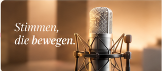 Podcast — Studiomikrofon, Claim: Stimmen, die bewegen.